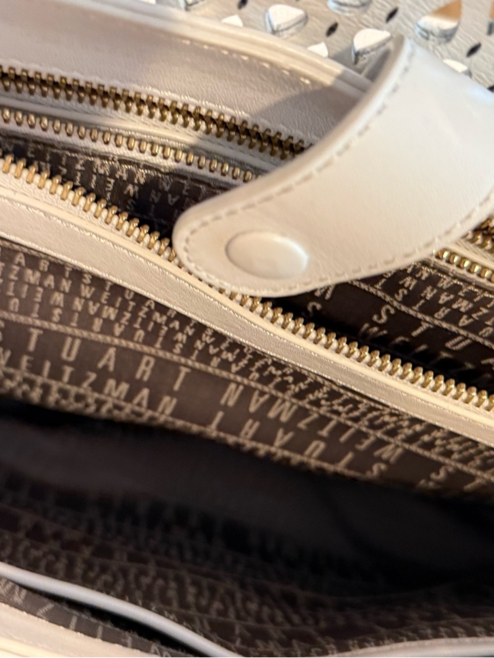 Stuart Weitzman White Woven Leather Crossbody Satchel - Picture 5 of 10